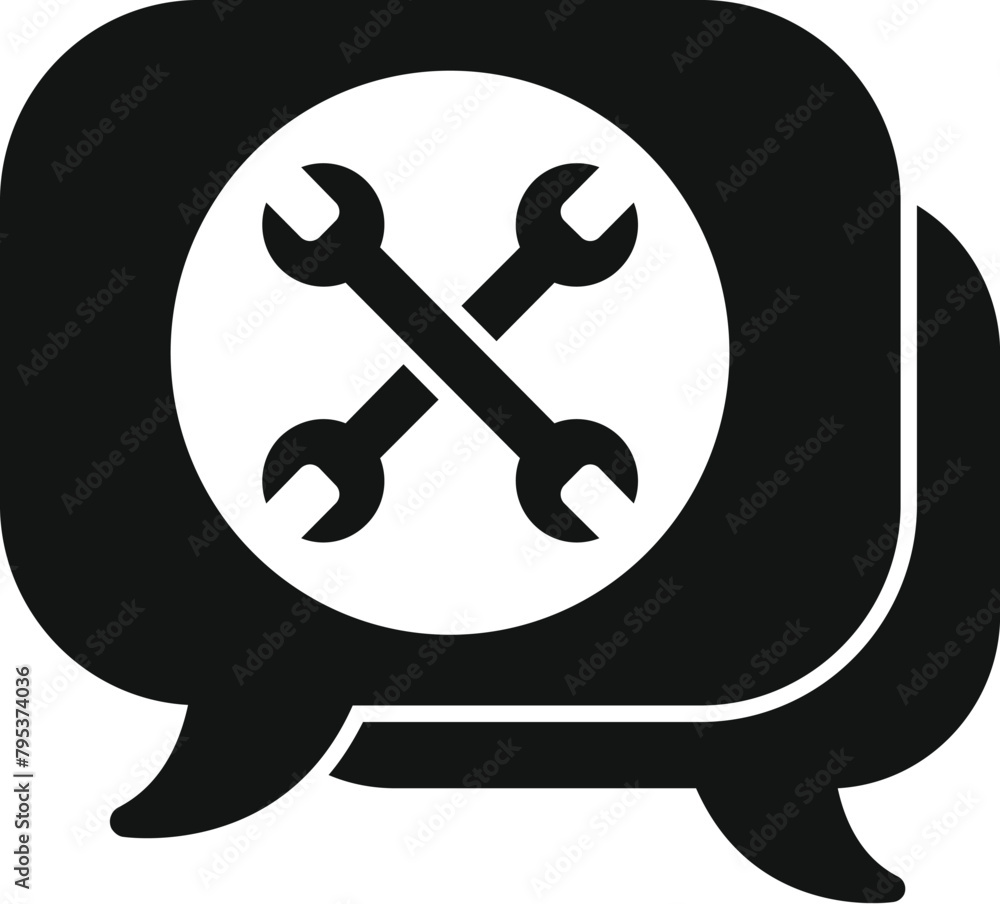 Poster tech chat support icon simple vector. call center. info online app