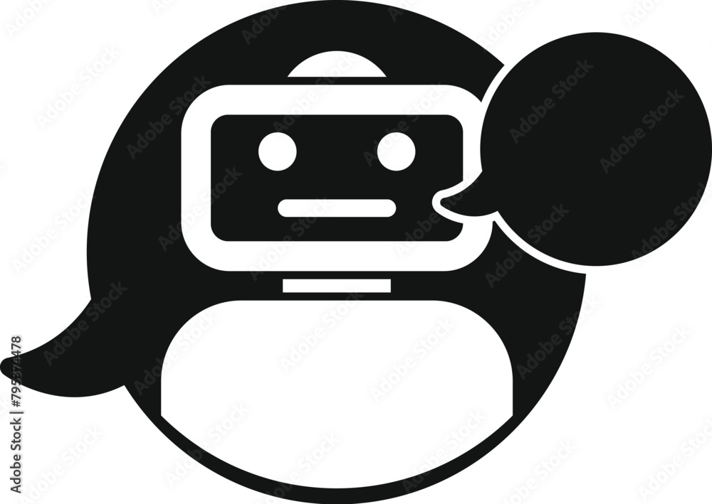 Poster bot chat support robot icon simple vector. ai contact help. internet work