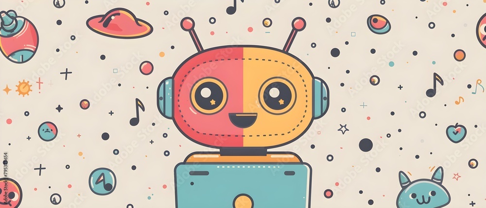 Poster a chatbot assists users with customer support via laptop chat interface. concept customer support, l