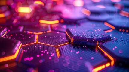 Fototapeta premium glowing purple and pink hexagons