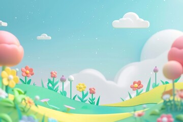 Cute nature background outdoors cartoon tranquility.