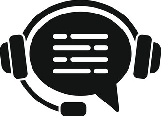 Headset support chat online icon simple vector. Contact help. Work speech