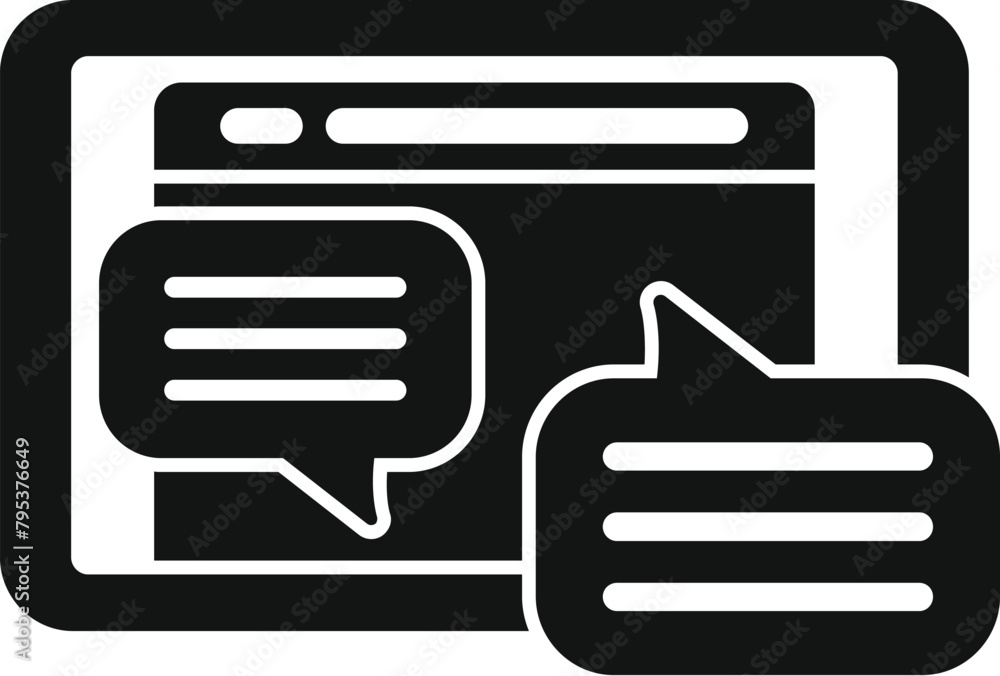 Poster tablet online web chat support icon simple vector. help app. internet network