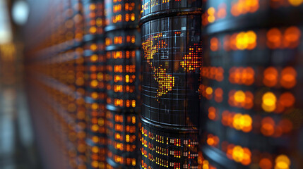 oil barrels with a growth chart in the investment market and trade arrows up and map world representing the global network line wire frame data business . 