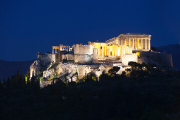 The Acropolis of Athens during the blue hour