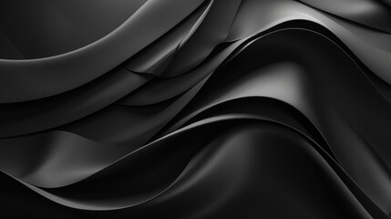 3D Black. Abstract Dark Background with Three-Dimensional Shape and Rendering