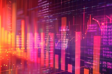 A glowing pink and purple investment graphs.