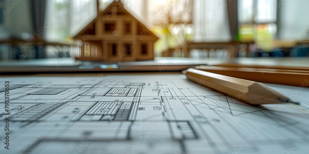 Poster architectural blueprints and design for high school students to discover careers in architecture and