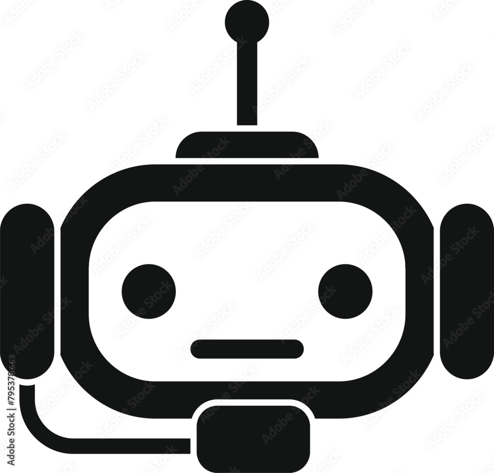 Poster help support bot icon simple vector. online center call. answer web volume