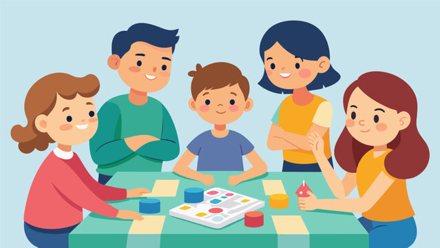 The siblings gather around their younger cousins patiently teaching them how to play the classic game of Uno for the Family Board Game Olympics