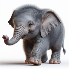 Fototapeta premium Baby elephant clean white background - Generative AI