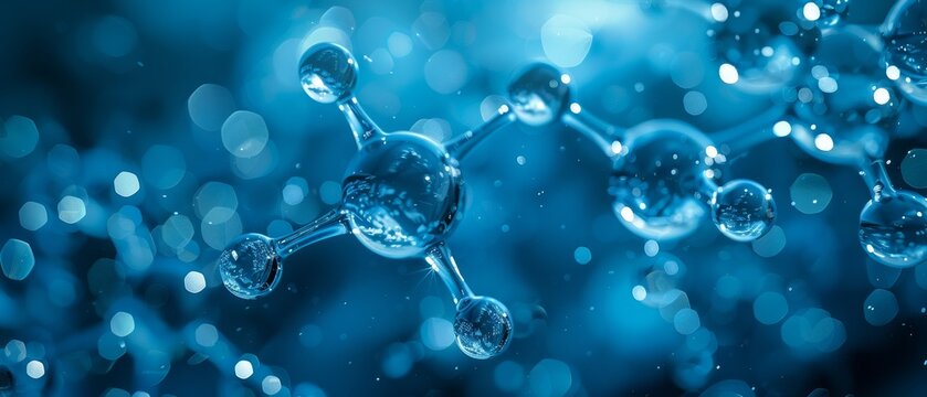 A blue image of molecules with a watery background