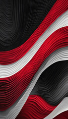 Wave-like abstract design in red, white, and black hues creating a dynamic and elegant background