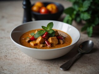 Thai Food Massaman Curry in a Bowl