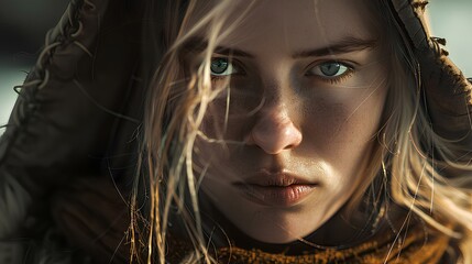 Obraz premium portrait of a woman, Beautiful modern female viking