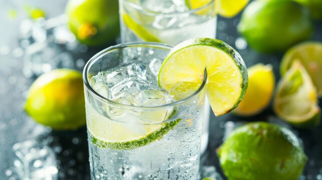 Two Glasses of Lemonade With Limes