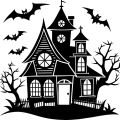Fototapeta na wymiar Halloween house on white background