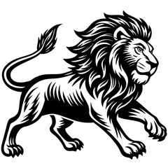 lion running vector silhouette 