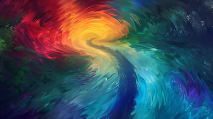 Vibrant swirl of rainbow colors in motion.