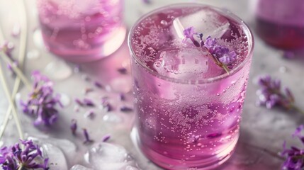 Drink With Ice and Flowers Close Up
