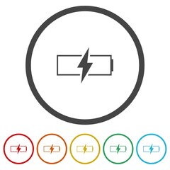 Low Battery icon. Set icons in color circle buttons