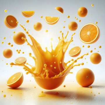 Naranjas con efecto Splash - Fondo blanco 