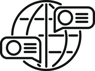 Global chat support icon outline vector. Online speech professional. Talk work