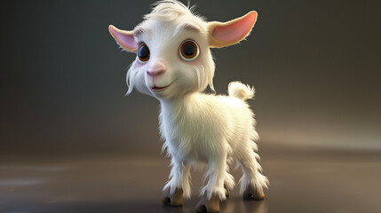a cute adorable baby goat in the style of children-friendly cartoon animation fantasy style