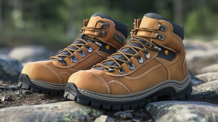 D Rendered Hiking Boots Durable and Ready for Outdoor Adventure