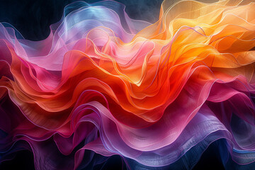 Translucent layers of light overlapping and intertwining, creating a mesmerizing dance of color and...