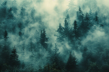 Translucent layers of mist drifting through a forest of abstract shapes, obscuring the boundaries of reality.