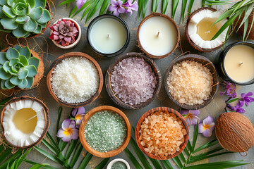 Coconut spa essentials with natural elements