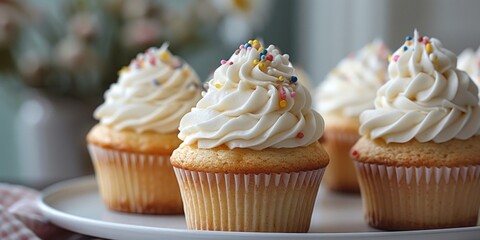 Vanilla cupcakes. top quality photo.