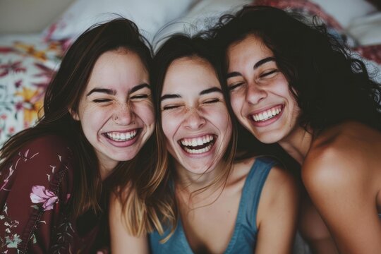 infectious joy three sisters sharing a moment of uncontrollable laughter aigenerated image