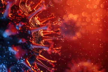Macro microscope image of a virus cell with influenza spikes