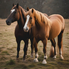The picture shows a herd of horses