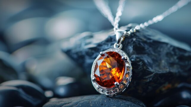 A beautiful and elegant natural gemstone pendant paired with a small silver necklace. Multi-colored natural gemstone ring beautiful and attractive