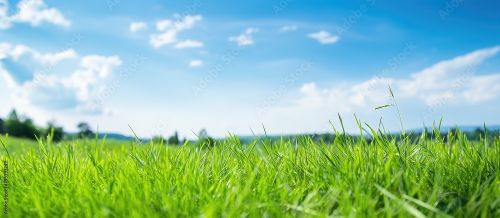 Sticker Grassy Field Against Blue Sky