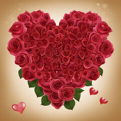 Heart with red roses, designed for cards, March 8, Valentine, calendar and can be used in different occasions