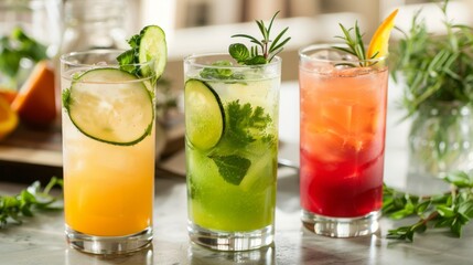 Three Different Types of Drinks on Table