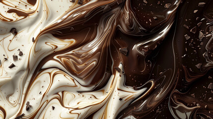 Melted white and dark chocolate background