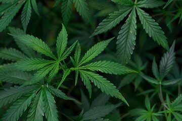 lush cannabis leaves closeup medicinal marijuana plant photography