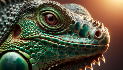 Fototapeta premium green iguana close up - Generative AI