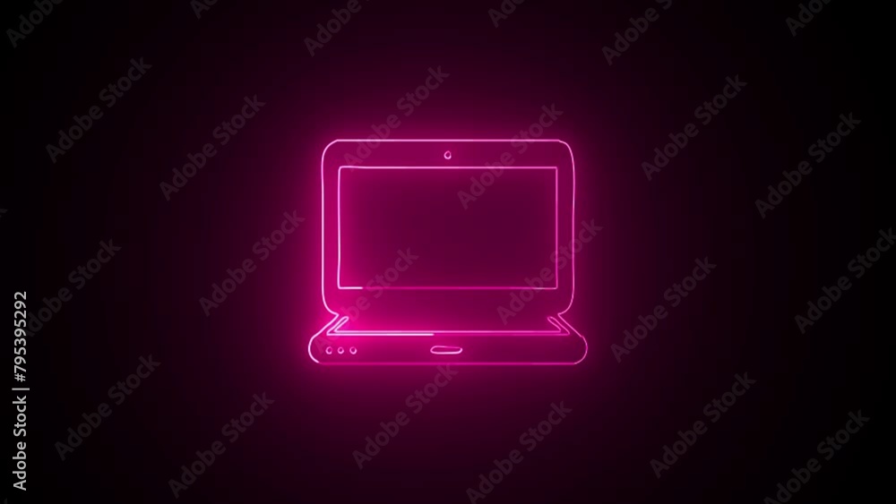 Poster laptop icon isolated on black background. computer notebook with empty screen sign. 4k video motion 