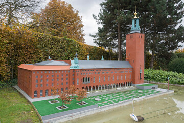 The City Hall of Stockholm, Sweden. Miniature city. Tourist attraction at Mini Europe in Brussels,...