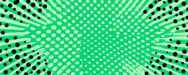 Green pop art background in retro comic style with halftone dots, vector illustration of backdrop with isolated dots blank empty with copy space 
