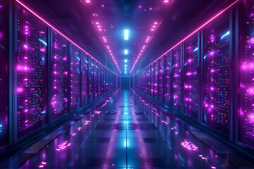 Fototapeta premium Abstract network information, web science technology, data center fiber optic cable 5G connection future, 3D illustration