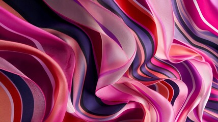 Pink color fabric texture background with waves