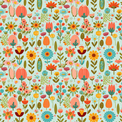 Obraz premium Vector floral 3d seamless pattern background. Seamless colorful floral background pattern.
