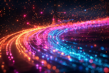 Fototapeta premium Abstract network information, web science technology, data center fiber optic cable 5G connection future, 3D illustration